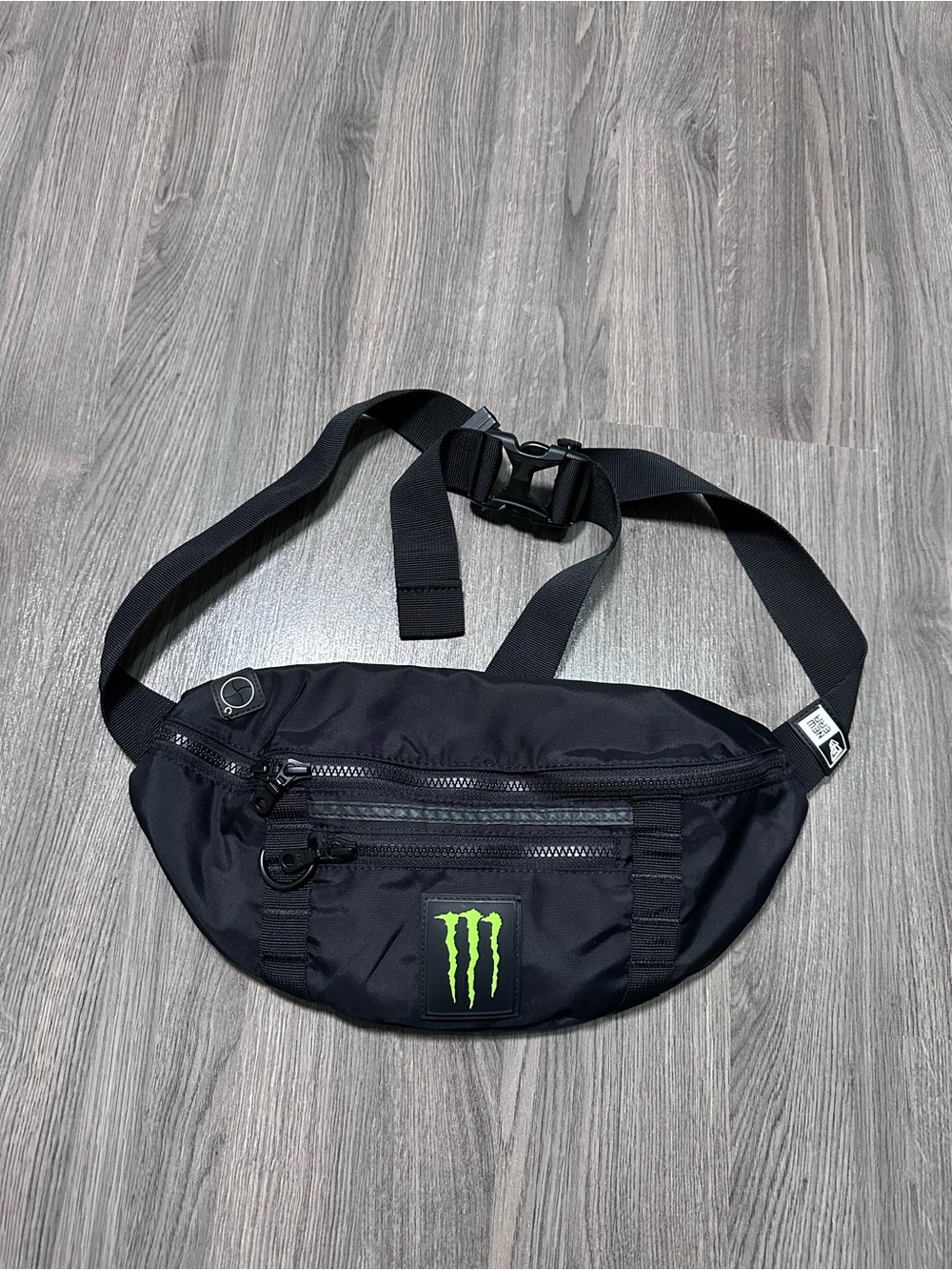 Monster Energy Black Fanny Pack Waist Bum Bag Multi Zipper Pockets New Era